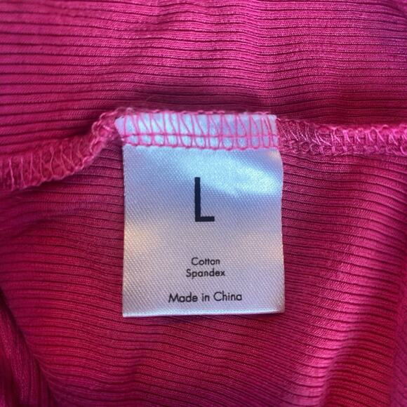 Easy Gala Women’s Tank Size Large Magenta Ribbed Square Neck Backless - Picture 4 of 5